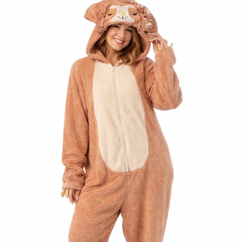 Plush Bear Onesie Costume Cozy Fleece Hooded Zip Pajamas 2X